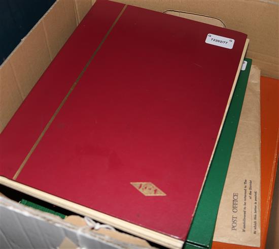 STAMPS, inc 4 stock books of QEII (many mint), one Canada, GB packets and 6 mint sheets of GB Football League Covers & others(-)